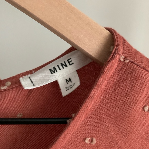 Peach Swiss dot babydoll dress with tie - Picture 3 of 5